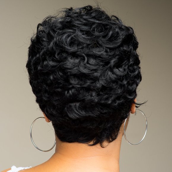 Wavy Curly Pixie w/ Lace Parting - Picture 6 of 8